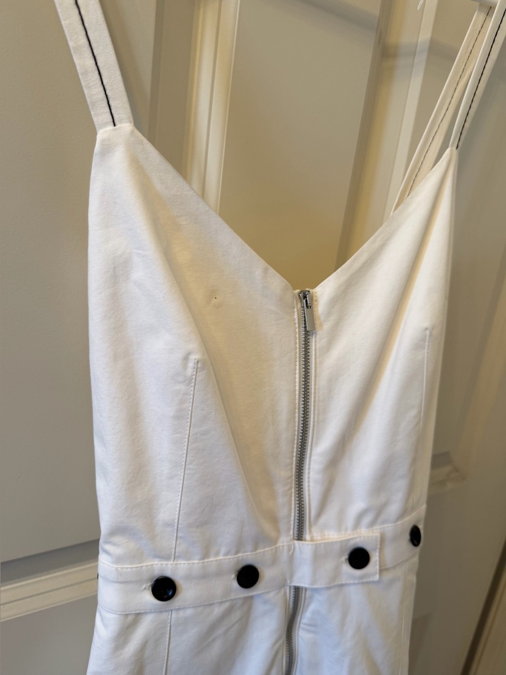 Proenza Schouler Full Front Zip Midi Dress White Cotton Linen Blend, Size 4 - Picture 6 of 16